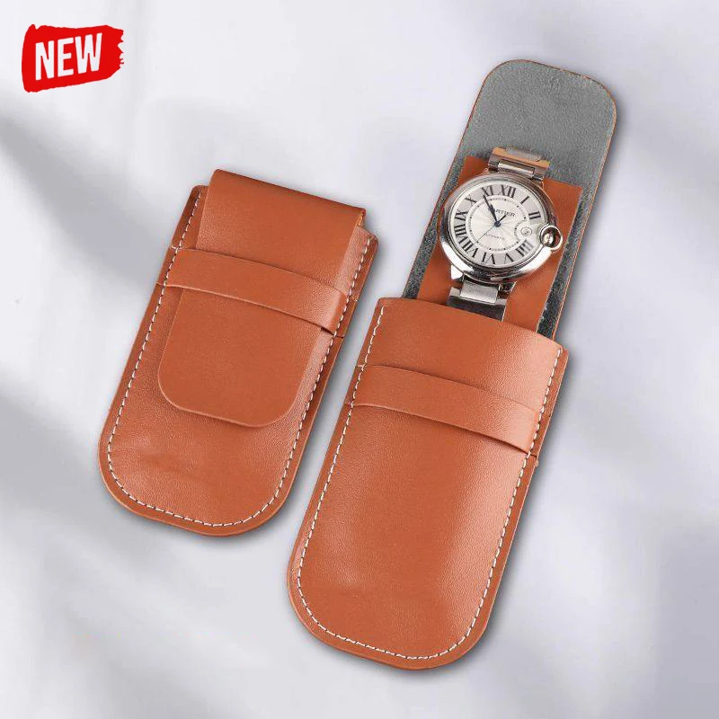 Braune Uhren-Organizer-Tasche, Uhrenzubehör, staubdichte Geschenktasche, Flanell- und Ledertaschen für die Aufbewahrung von Schmuck, Uhren, Geschenktaschen