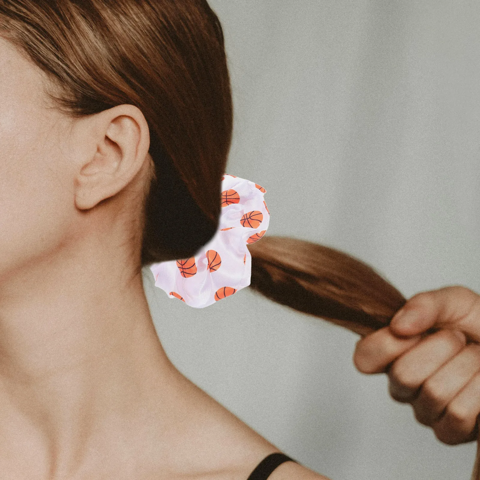 4Pcs Basketball Hair Scrunchies Satin Elastic Hair Ties for Ponytails Buns Wristbands Sports Activities Daily Wear Trendy