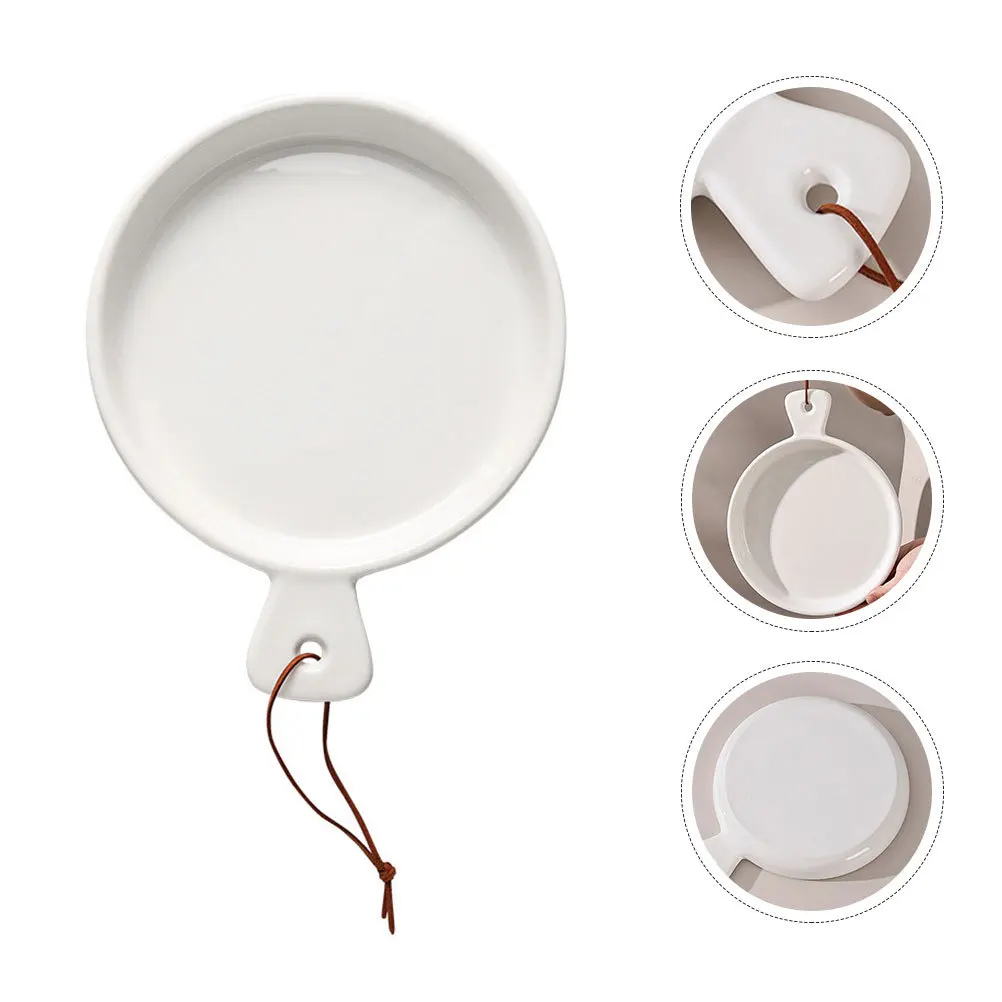 

Ceramic Pizza Tray Premium Multi-Function Pizza Pan Handle Design for Home Hotel Restaurant Dessert Display Plate Bread Cake