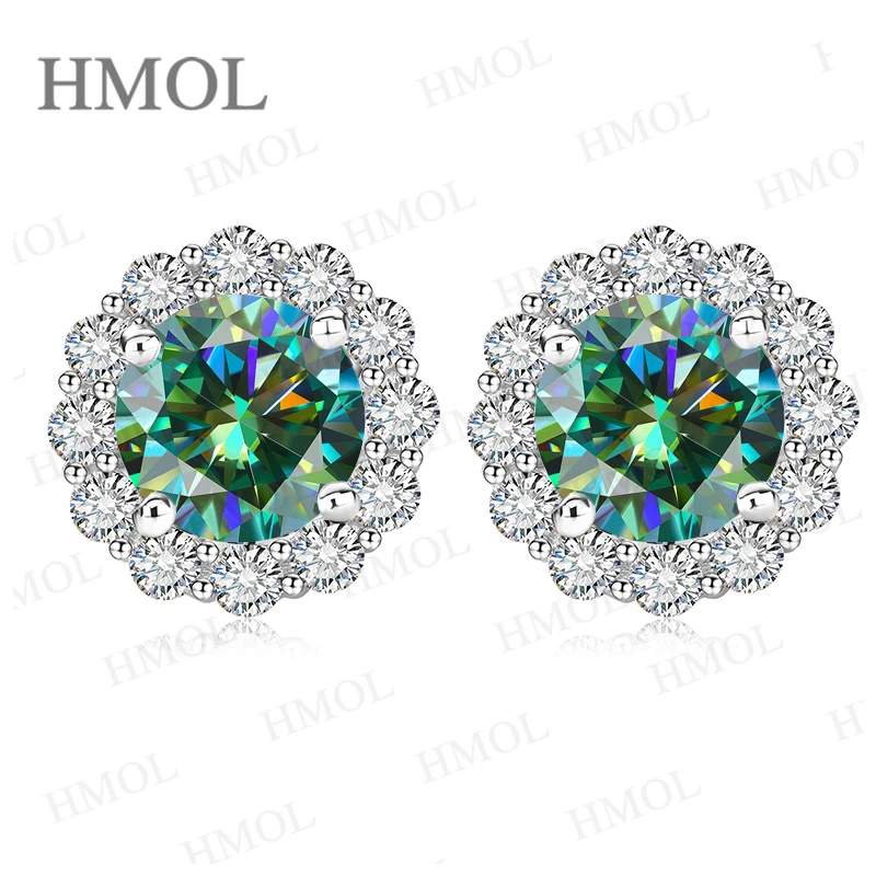 

Moissanite 100% 925 Sterling Silver Two Methods Stud Earrings Multicolor Jewelry Women Birthday Gifts GRA Certificate Sparkling
