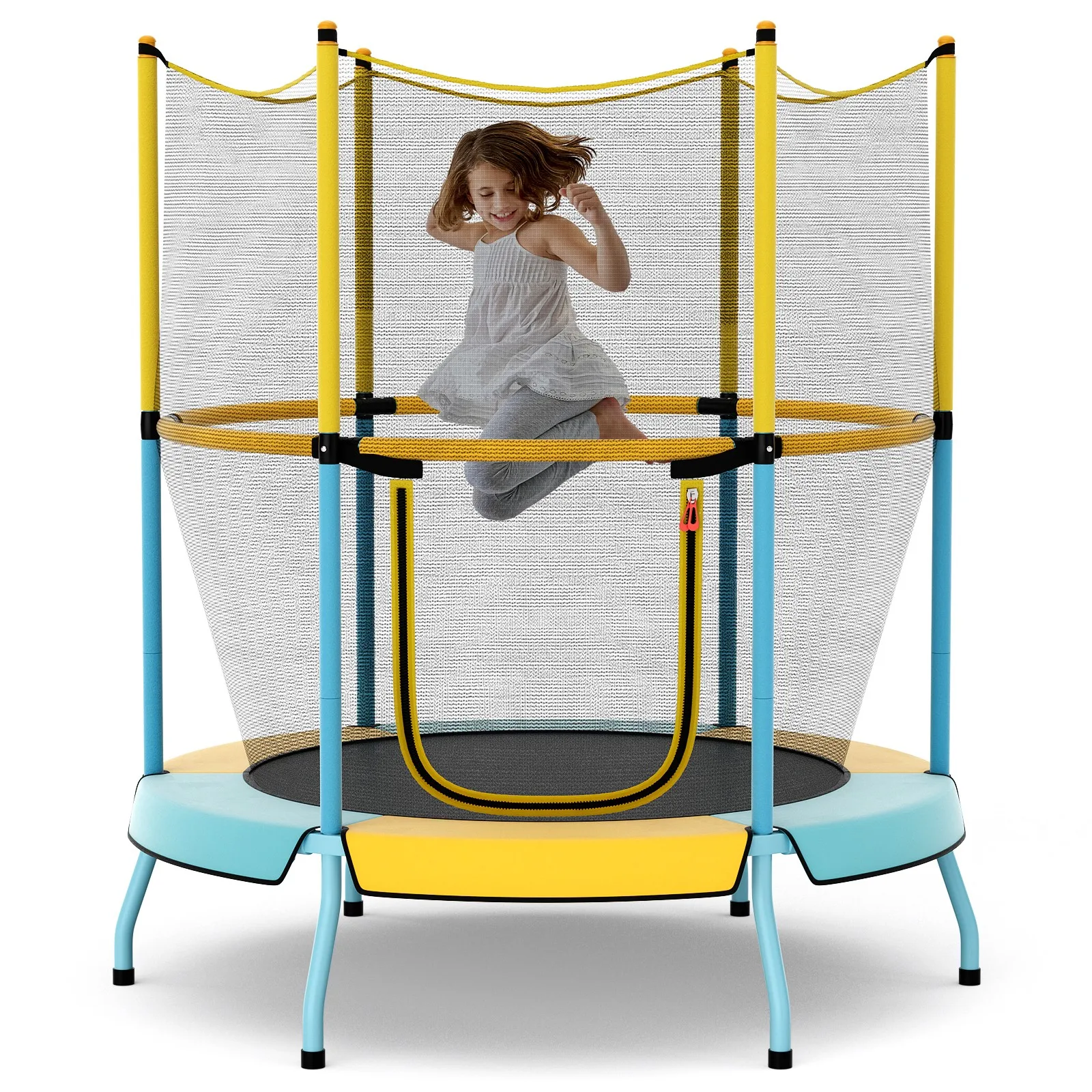 

48" Kids Trampoline with Safety Enclosure Net, No Gap Mat, Two-way Zipper