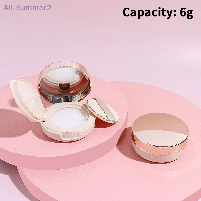 6 جرام وسادة هوائية فارغة علبة منتفخة محمولة لمستحضرات التجميل مع مرآة إسفنجية لبودرة كريم أساس BB #1