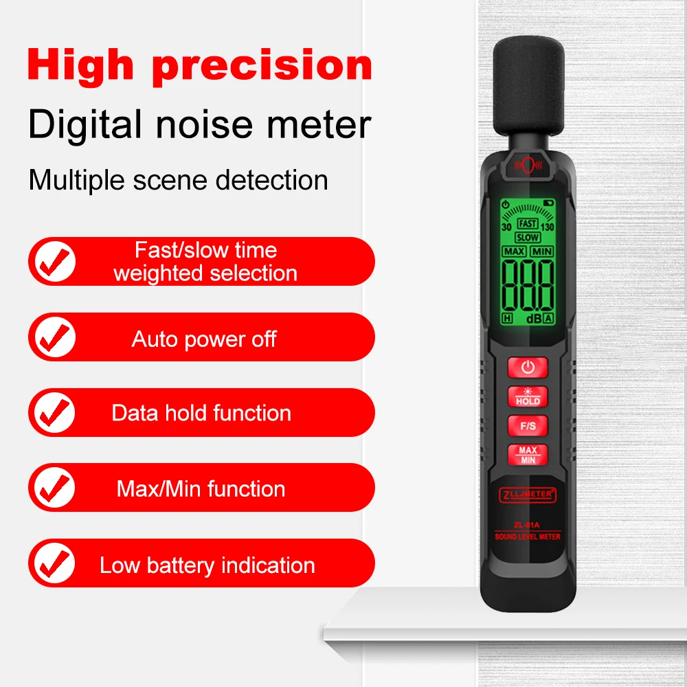 Sonomètre numérique portable, niveau audio, macomètre, décibelimetro, 30 à 130dB