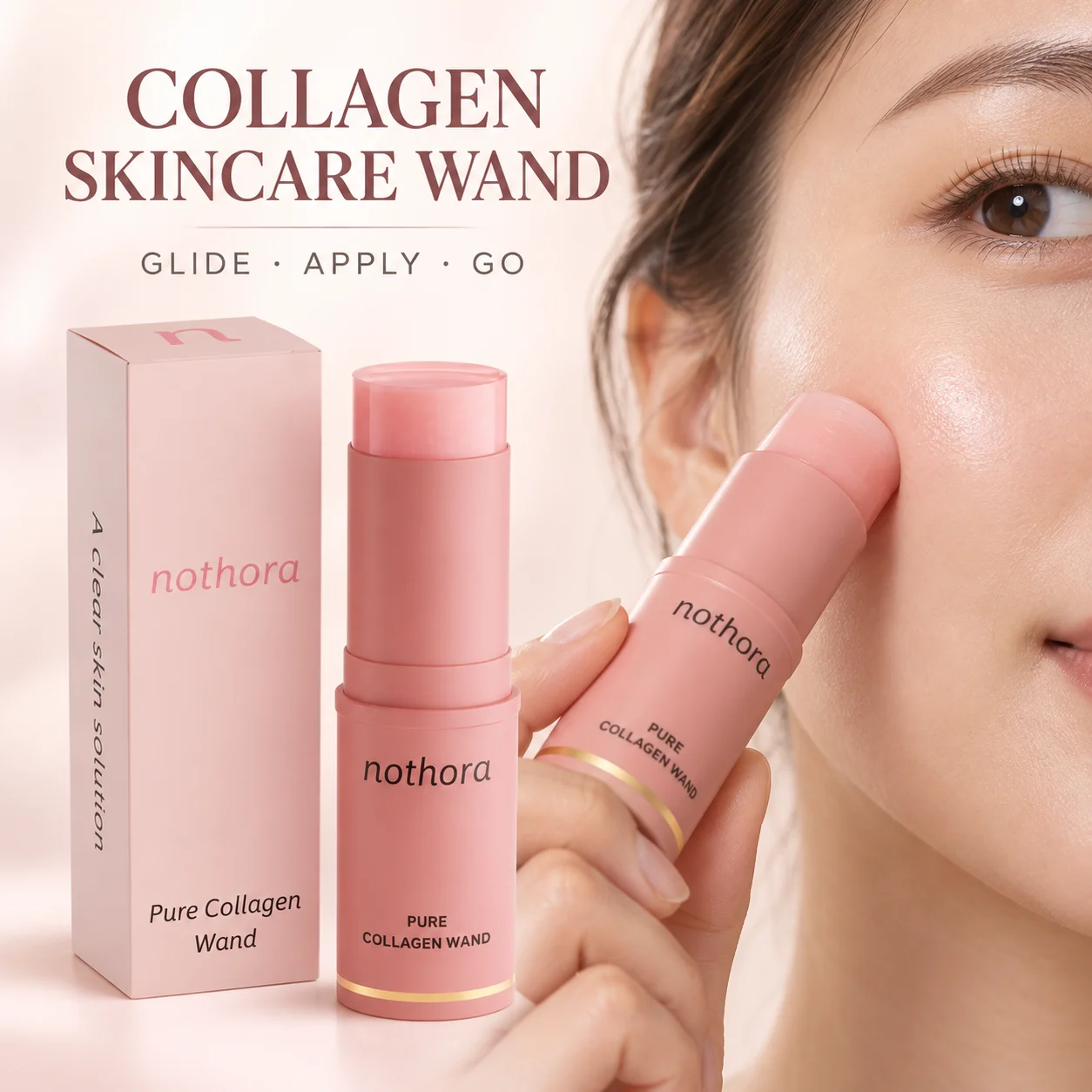 Nothora Pure Collagen Wand Solid Collagen Stick Hydrating Moisturizing Nourishing Brightening Firming Portable Face Care Balm