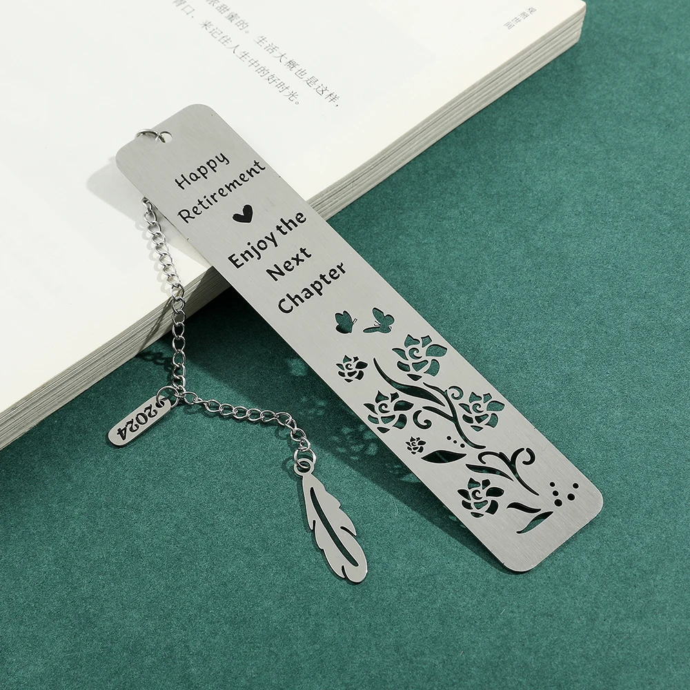 

1pcs Silver Skeleton Floral Bookmark with Feather Pendant, Reading Marker for Reading Lovers, Holiday Gift for Friends