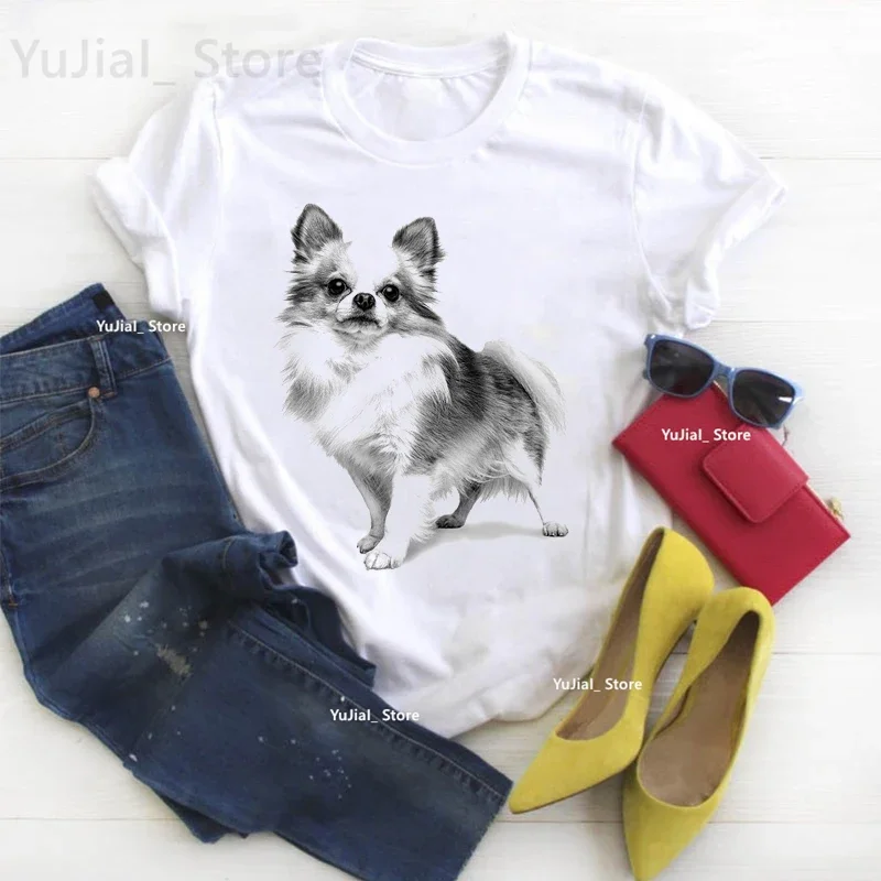 Kawaii Clothes Chihuahua Animal Print T Shirt For Girls Dog Lover Tshirt Women Harajuku Shirt Summer Tops Tee Shirt Femme