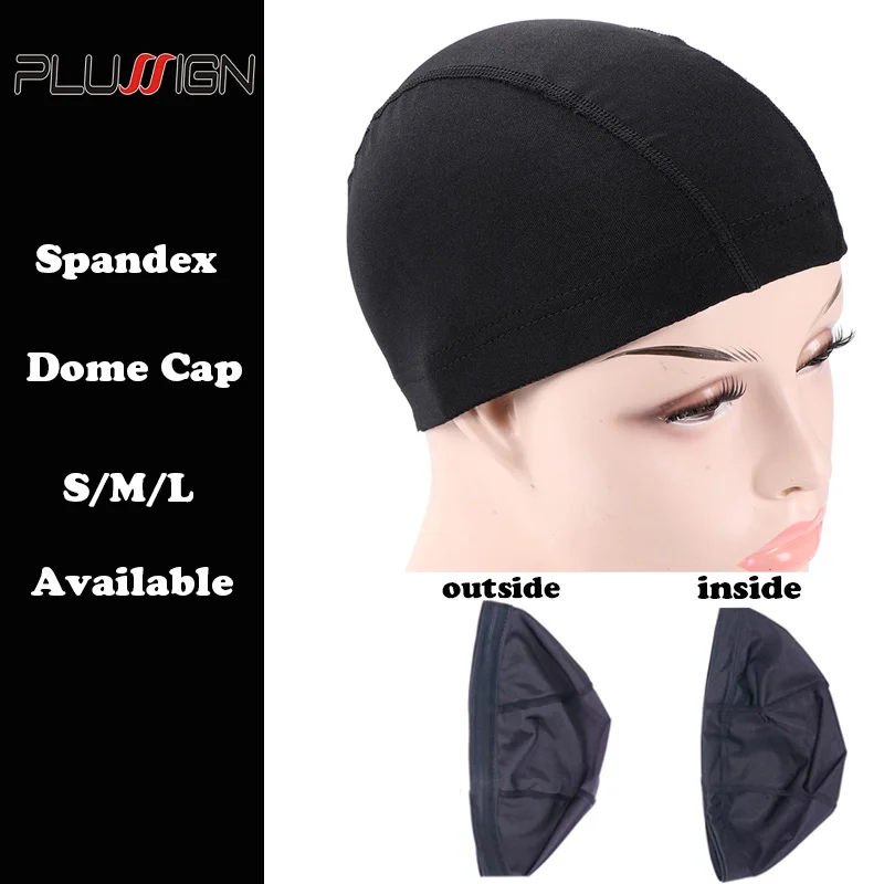 Plussign Spandex Dome Style Wig Cap For Making Wigs S/M/L Elastic Mesh Dome Cap Net Black Ventilated Wig Caps With Elastic Band