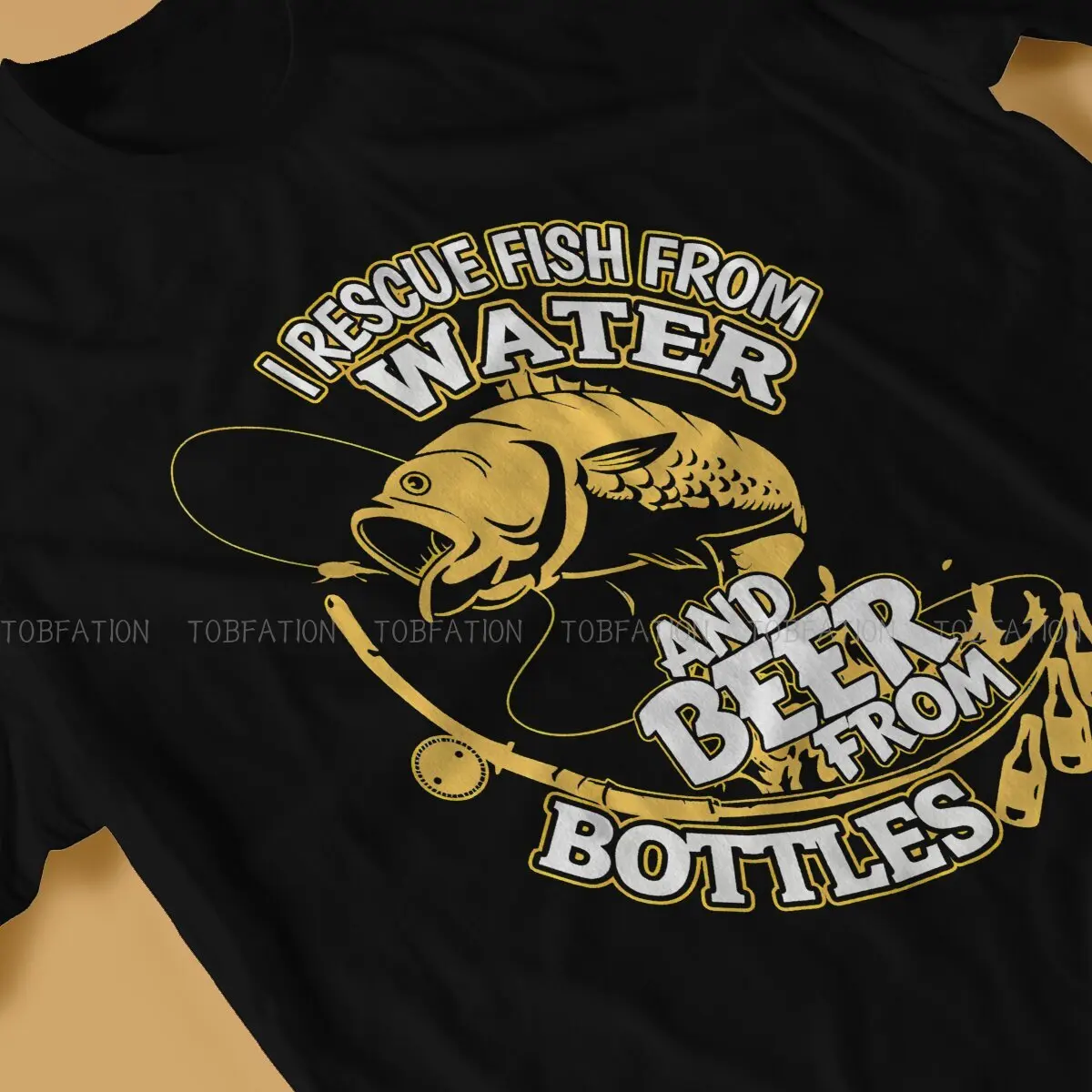 Fishing Newest TShirt for Men Rescue Fish And Beer Round Neck Pure Cotton T Shirt Distinctive Gift Clothes Tops