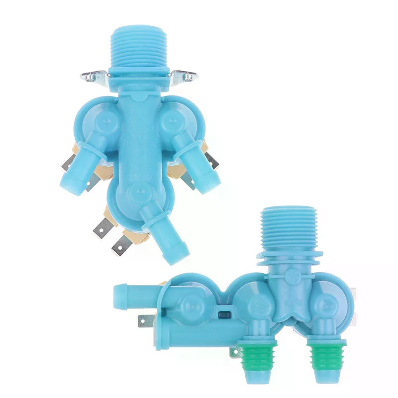 【New】1Pc DC62-00266E DC62-00233D Water Inlet Solenoid Valve AC 220-240V For Washing Machine Double Head Water Inlet Valve