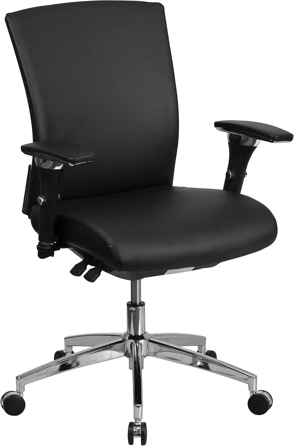 Hercules Series 24/7 Intensive Use 300 Lb. Rated Black Leathersoft Multifunction Ergonomic Office Chair With Seat Slider