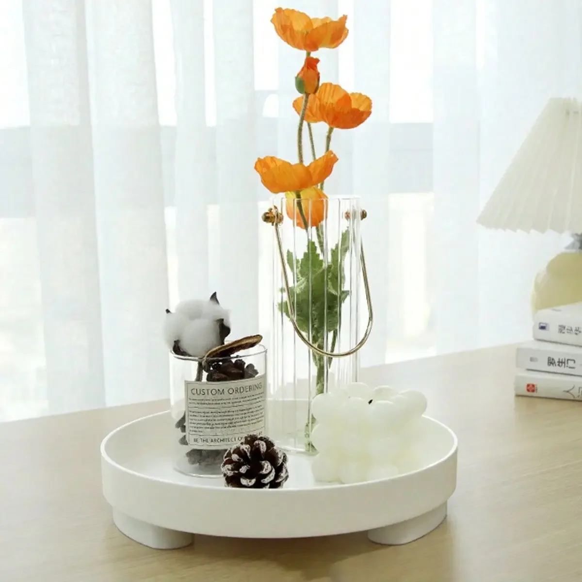 

1PC- Desktop Wooden Nordic Tray Entrance Key Decoration Dressing Table Aromatherapy Perfume Nordic Style Ins Cosmetics T Tray