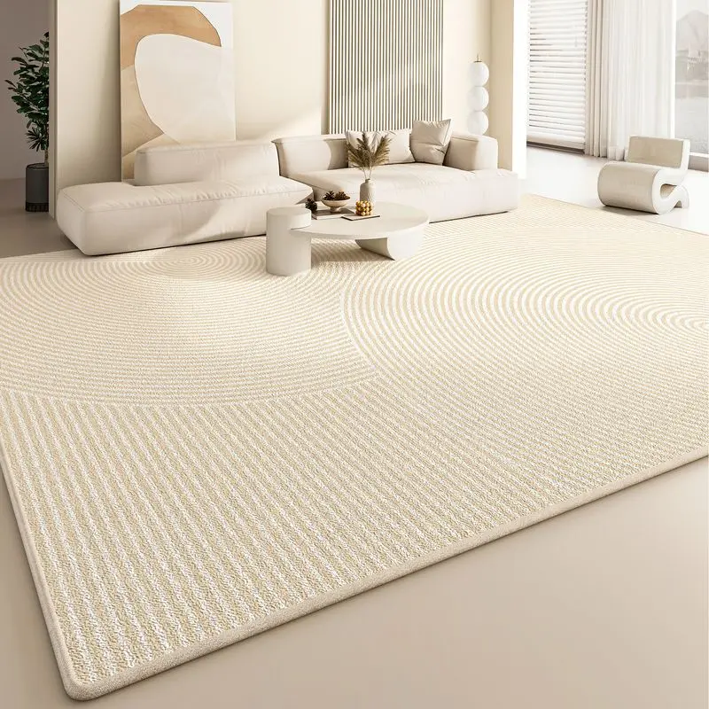 VIKAMA Cream-White Solid-Color Textured Rug—Durable, Machine-Washable Large Living Room Rug, Bedroom Bedside Rug, Home Decor