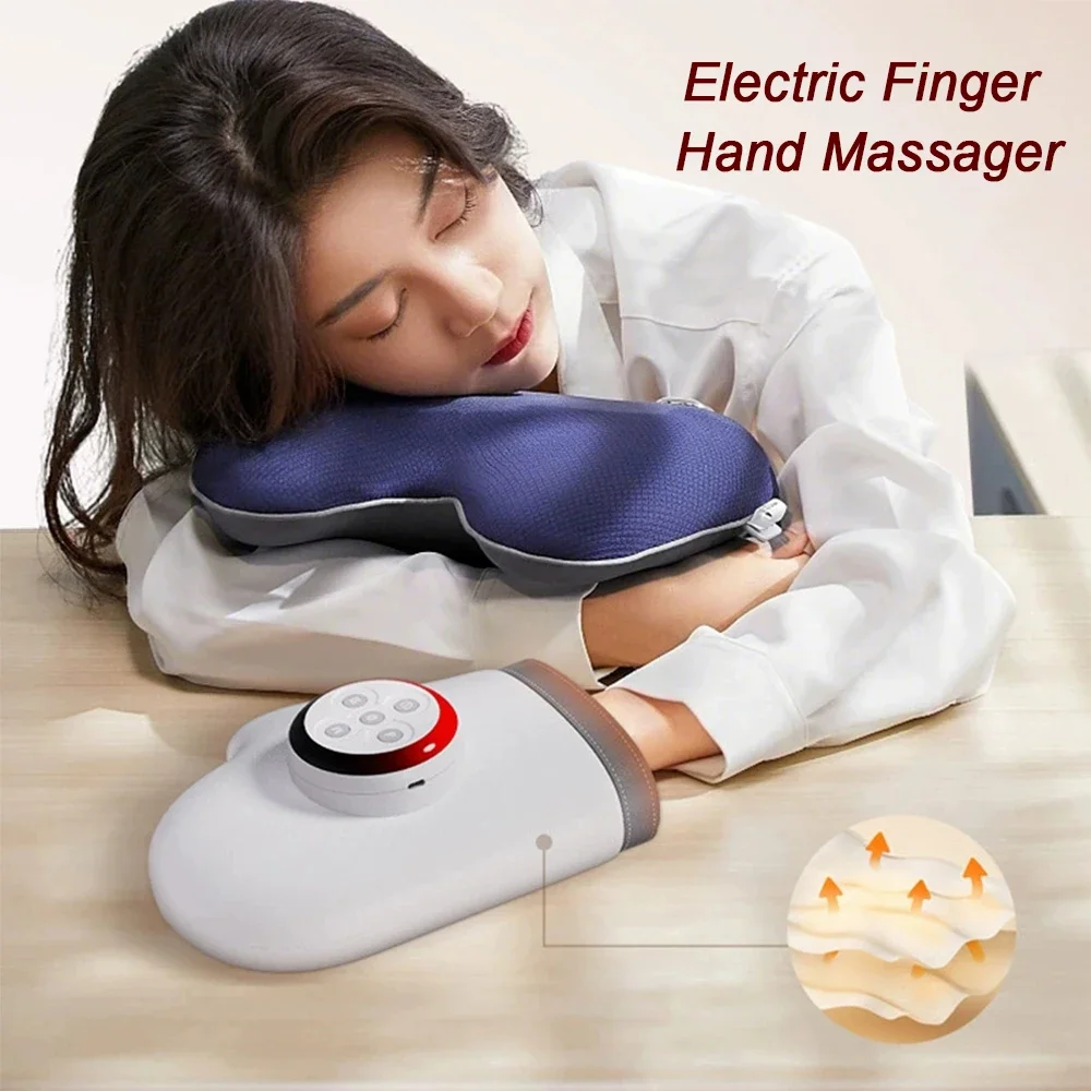 

Electric Hand Massager Air Pressure Kneading Wrist Massager Airbag Finger Massage Glove Hot Compress Acupoint Finger masajeador