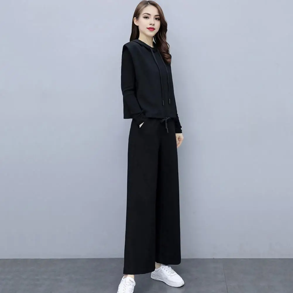 Casual Wide-leg Pants Outfit Stylish 3-piece Women's Outfit Set with Hooded Top Sleeveless Vest Wide Leg Pants for Casual Daily