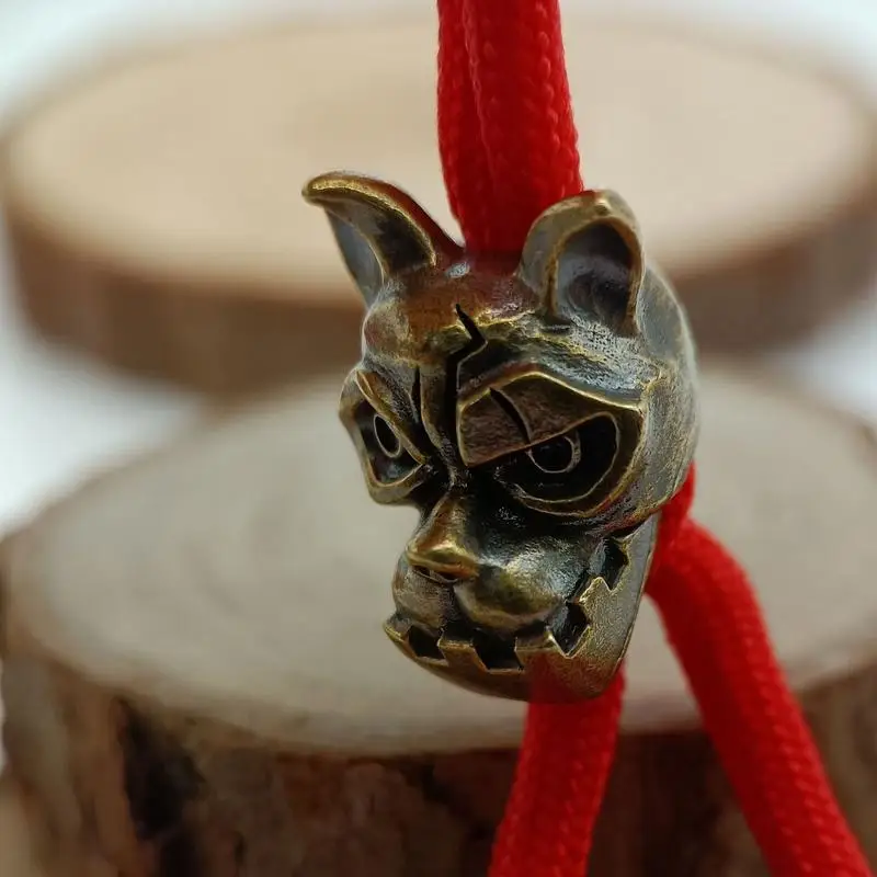 Bulldog Head Brass Knife Bead EDC DIY Woven Accessories Jewelry Dog Puppy Backpack Umbrella Rope Lanyard Pendant - view 6