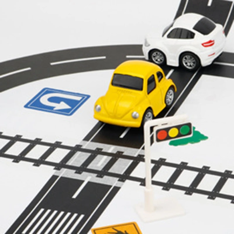 

2Z-11Pcs Road Set Railway Road Washi Tape Sticker Wide Creative Traffic Road Adhesive Masking Tape Road For Kid Toy Car Play