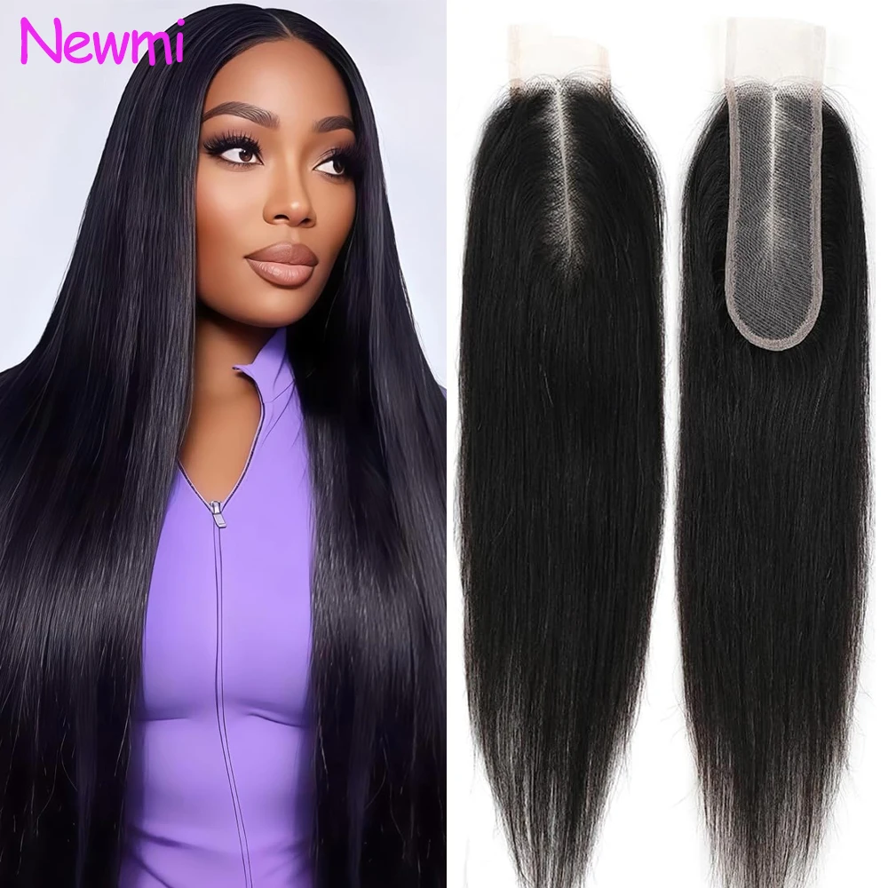 Newmi 2x6 Lace Closure Straight 2x6 Brazilian Virgin Hair 100% Human Hair Extensions Pre-plucked with Baby Hair For Women