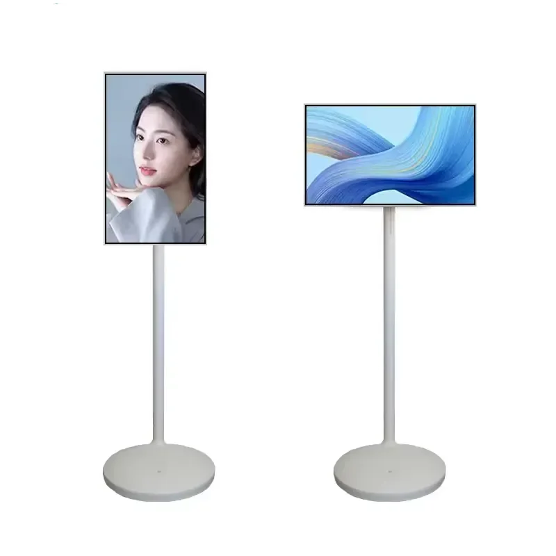 27 Inch Portable Smart TV Monitor Wireless Interactive Display Built-in Touch Screen Swivel Floor Stand for Home Office