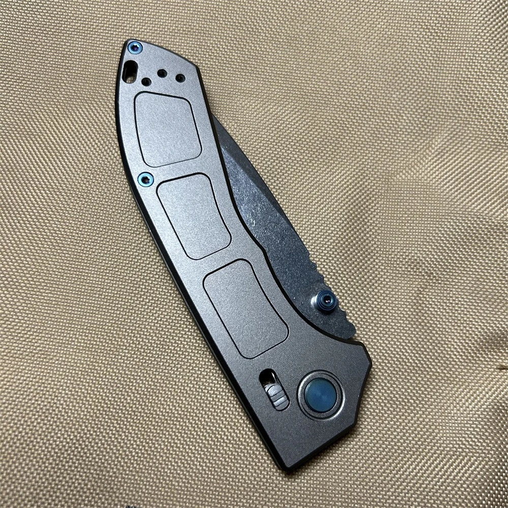 748 المتقدمة D2 شفرة حادة رمادي مقبض ألمونيوم التخييم في الهواء الطلق المحمولة دليل سكين للفرد مع مشبك جيب ، سكين الرجال