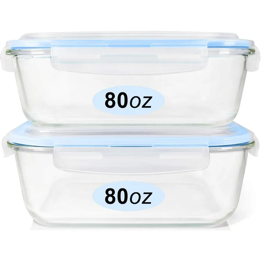 

Large Size Glass Food Storage Containers Set with BPAfree Locking Lids for Meal Prep 100 Leak Proof Design Suitable for Freezer