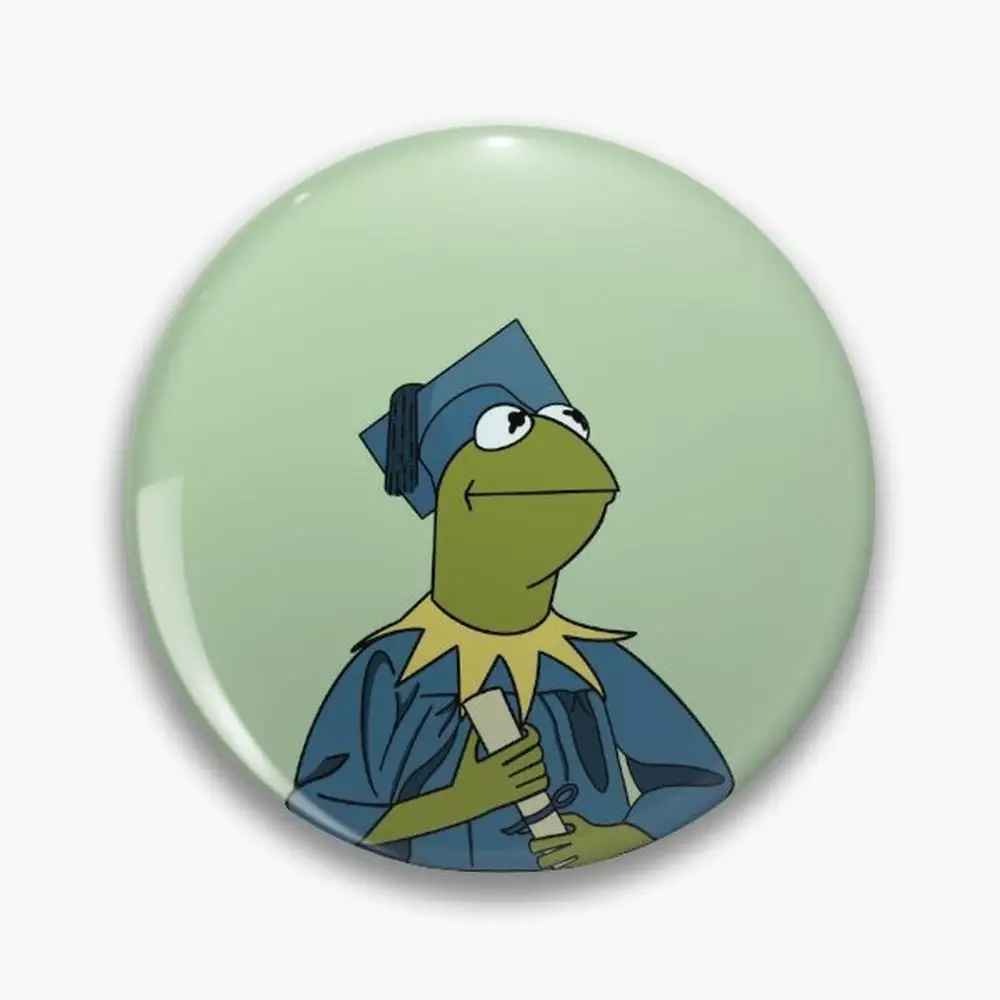 Kermit the Graduate Pin Buttons Brooches  Jewelry Accessory Customize Brooch Fashion Lapel Badges