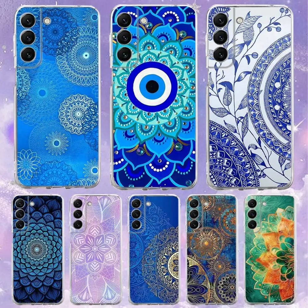 

Hamsa Hand Of Fatima Art Phone Case For Samsung S24,30,21,22,23,20 FE,lite,PIus,Ultra,5G,Note,9,10 Transparent Cover