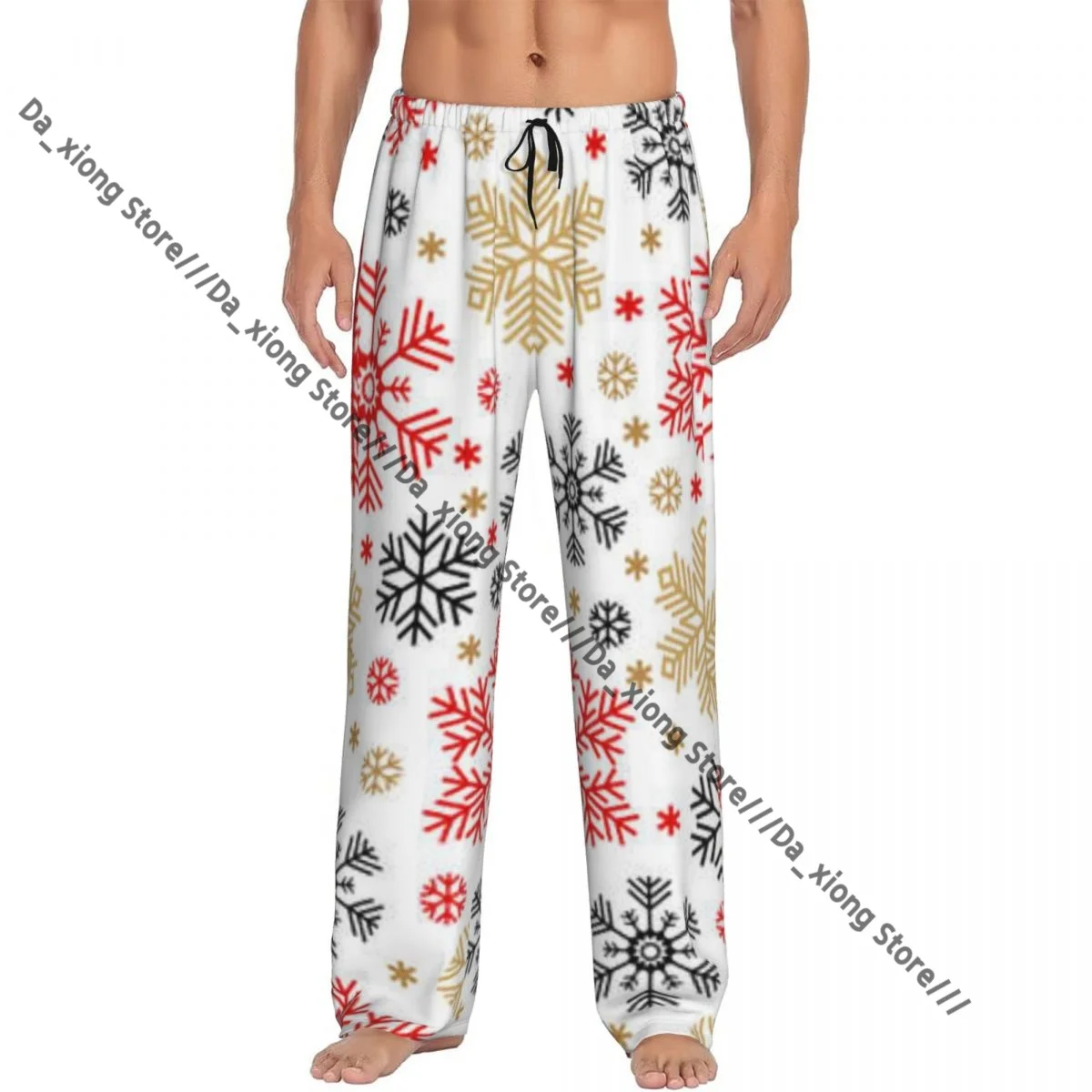 

Men Sleep Bottoms Male Lounge Trousers Men's Christmas Snowflakes Pattern Pajama Pants