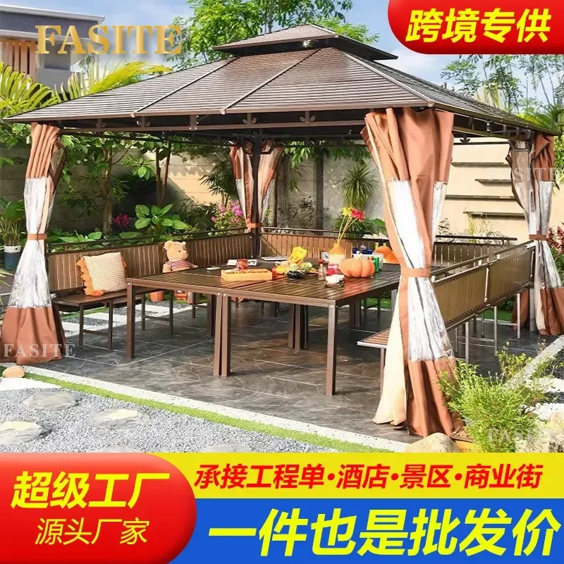 For Outdoor Gazebo Galvanized Steel Ceiling Pavilion Tent Villa Courtyard Garden Terrace Scenic Spot Leisure Awning Large