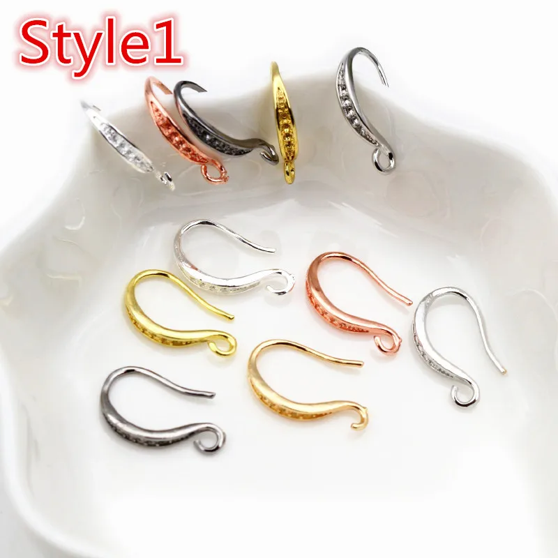 20pcs 15x10mm High Quality Silver Plated Bronze Rose Gold 6 Colors Earring Hooks Wire Settings Base Settings Wholesale