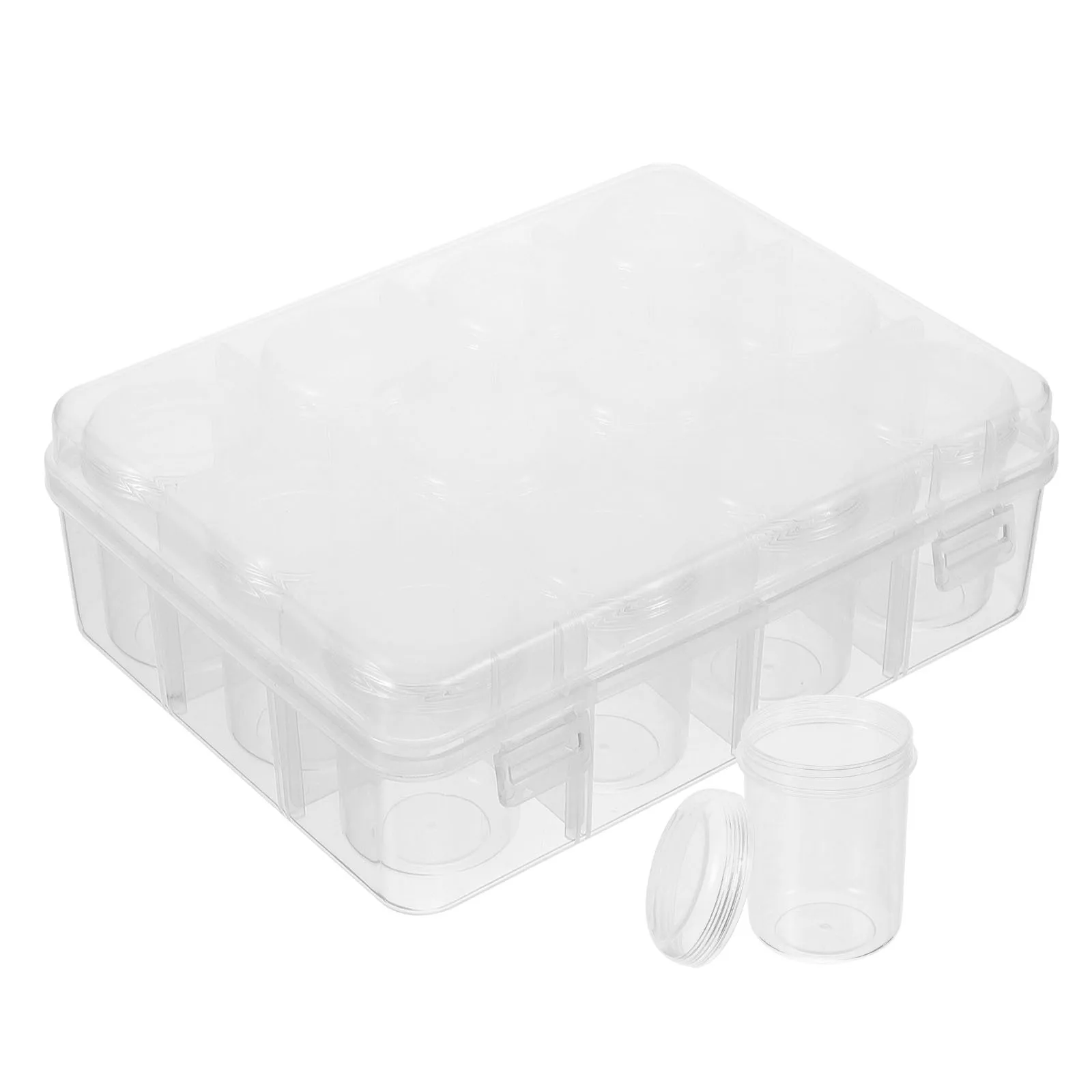

1 set 1 Set Transparent Bead Storage Box With Multiple Clear Liquid Sealing Bottles Diy Craft Organizer Container Multi-Grid