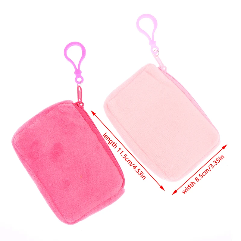 1pcs Cute Candy Color Plush Coin Purse Women Minimalist Square Change Pouch Wallet Headphone Bag Key Holder