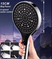 High Pressurized 15CM Big Panel 4 Modes Shower Head Large Water One-Key Stop Filter Nozzle Rain Faucet Bathroom Accessories