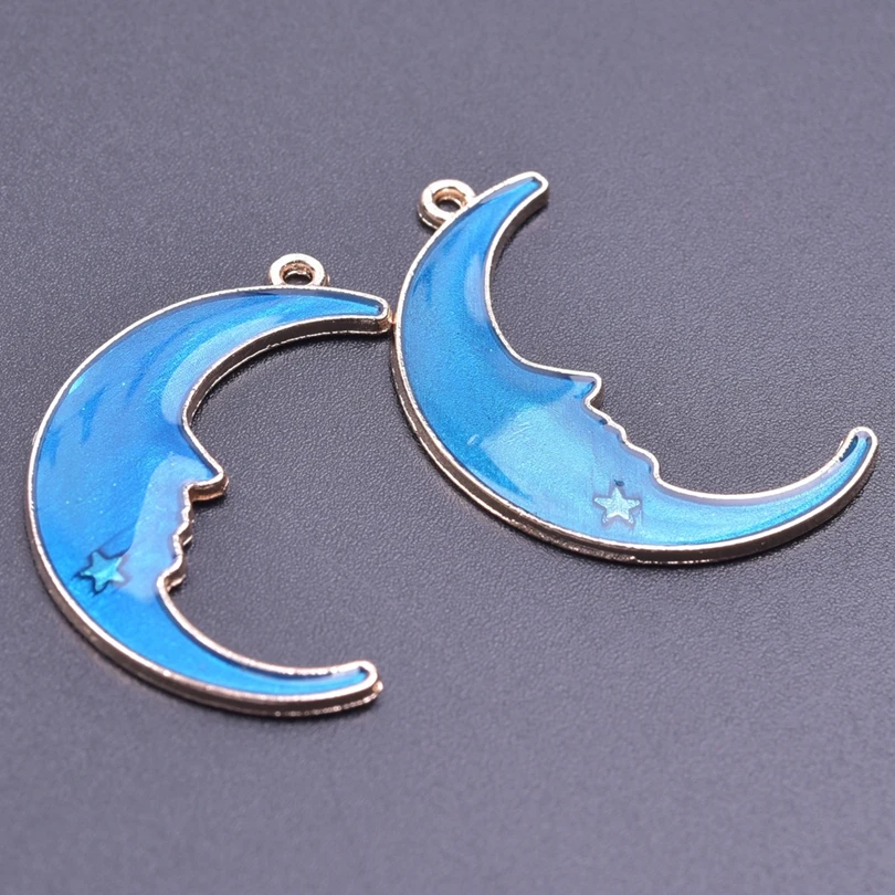 Multistyle Lightning Cloud Sun Moon Star Charm For Jewelry Making Supplies Blue Enamel Animal Cat Pendant Metal DIY Accessories