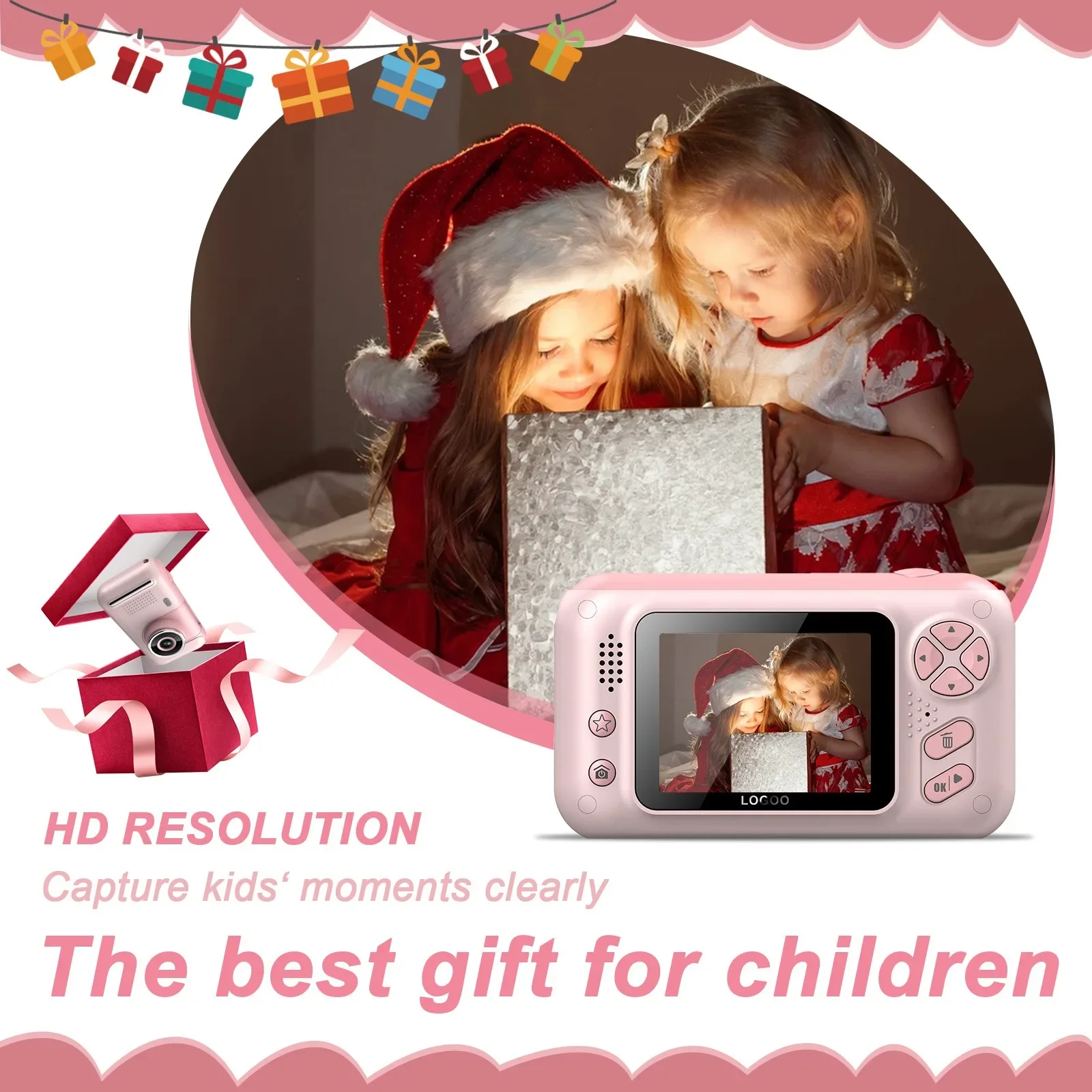 40MP 2.4 Inch IPS Screen 180° Rotatable Lens with Neck Strap 1080P Kids Digital Camera 32G Card Tripod Birthday Christmas Gift