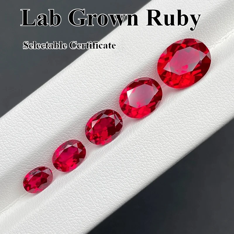 أعلى مختبر نمت روبي البيضاوي قطع حمامة الدم الأحمر VVS1 الأحجار الكريمة للسحر DIY صنع المجوهرات شهادة قابلة للاختيار