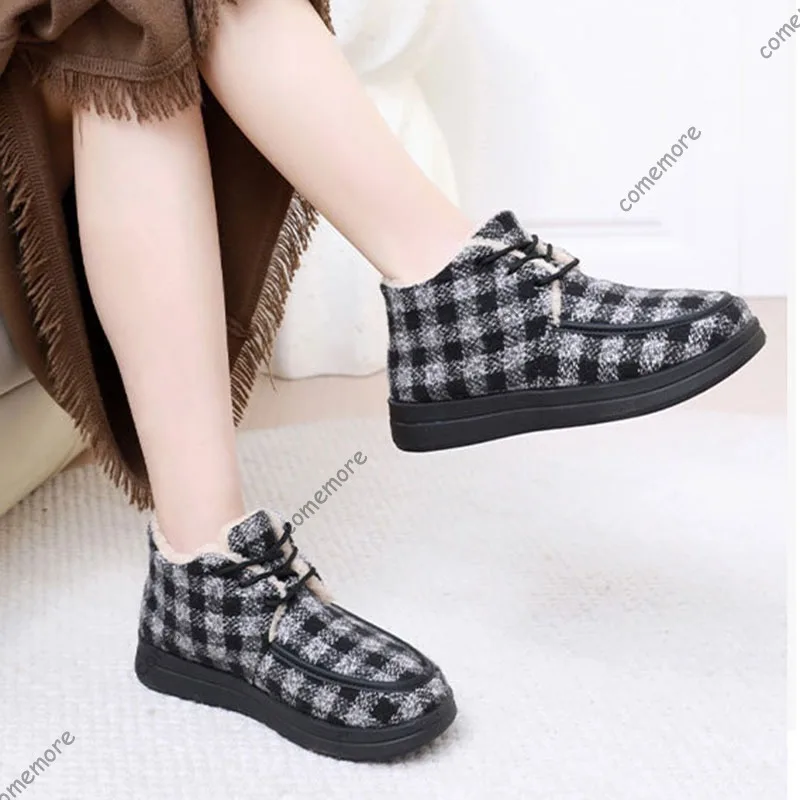 Comemore شتاء جديد القماش المرأة القطن فلكنيز أحذية منقوشة موضة مريحة مبطن سميكة لينة أسفل أمي الثلوج الأحذية