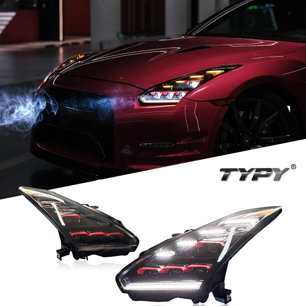 

TYPY Car For Nissan GTR R35 Headlight 2007-2023 Upgrade Modified to New DRL Dynamic Turn Signal LED Headlight Auto Accessories