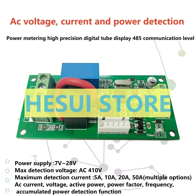Isolated 220V AC power metering current voltage power acquisition module Sensing transmitter digital display Modbus