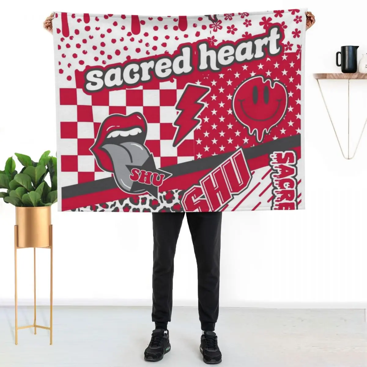 Sacred Heart Throw Blanket Color Fast Cozy Throw Blanket