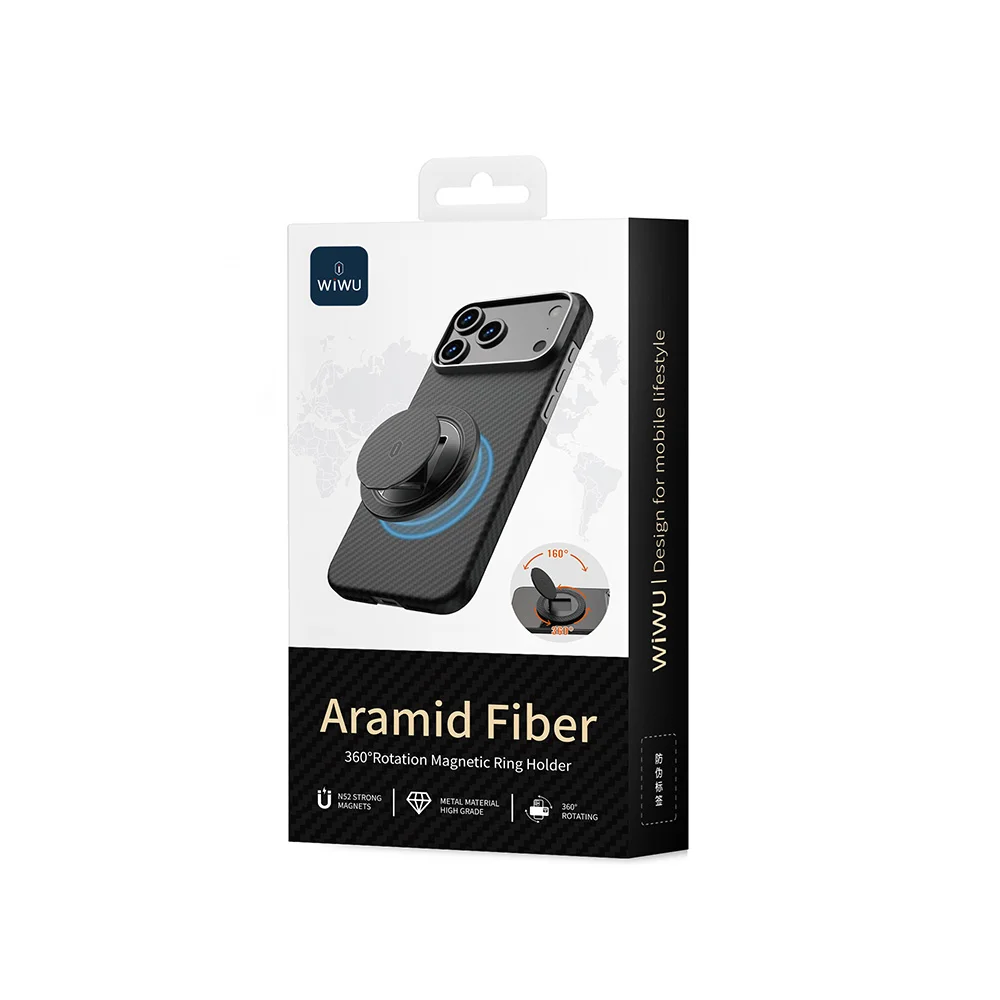 WiWU – magnetyczny uchwyt z włókna aramidowego do iPhone 17 Pro Max, obrotowy o 360 stopni. ° Obracany uchwyt na telefon komórkowy do iPhone 16 i 15. — zdjęcie produktu 6