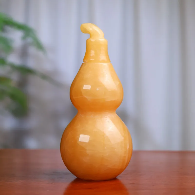 Natural jade gourd ornament for living room, home, TV cabinet, entrance decoration, toothpick holder, living room fortune-bringi