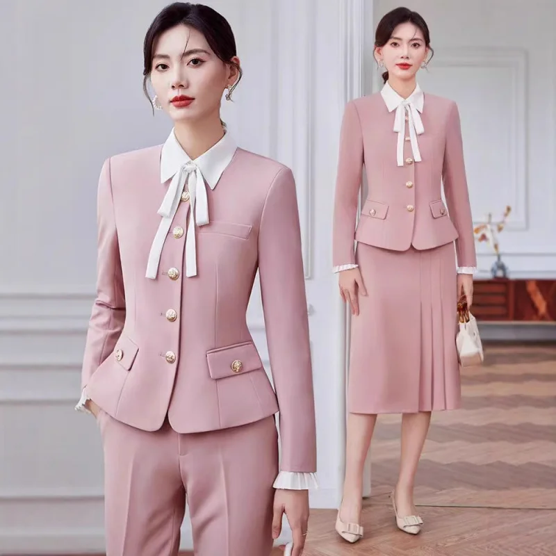 

Professional Outfit Student Style Casual Time Suit Workwear Uniform Women's Mid-Sleeve Blazer Dress Formal Workwear