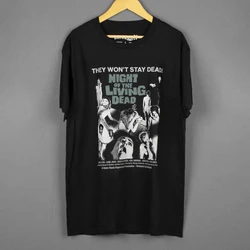 Night of the Living Dead T-Shirt George A Romero Dawn of the Dead Zombie 60S Horror Movie Long Sleeves Washed Cotton Tee Shirt