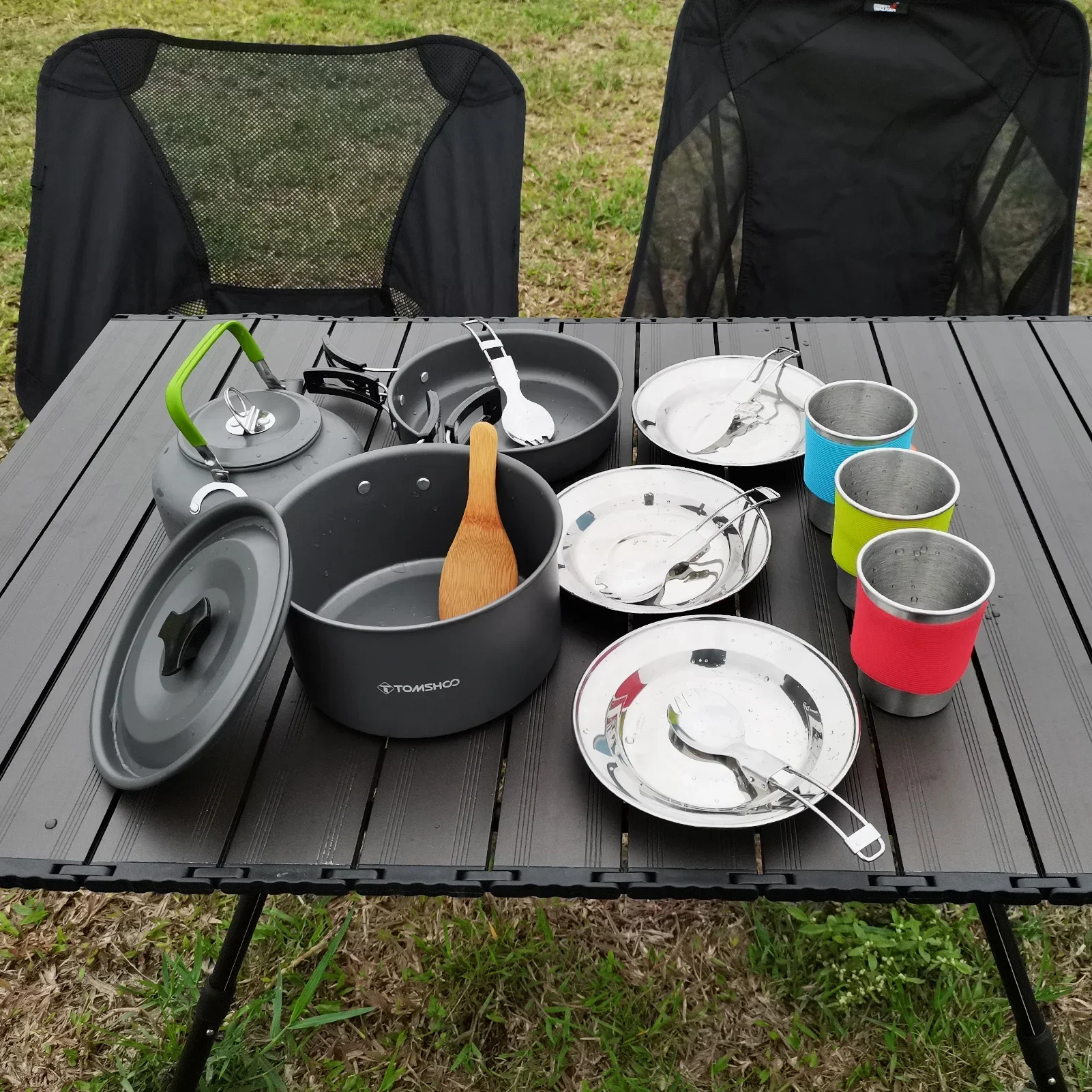 TOMSHOO 21-teiliges Camping-Kochgeschirr, Kochset, Camping-Topf und Pfanne, Kochset, Outdoor,