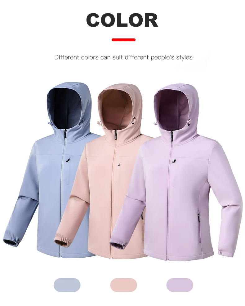 EUMERGX Winter-Softshell-Jacken für Damen, wasserdicht, winddicht, warme Fleecejacke, Wandern, Camping, Klettern, Outdoor-Thermomantel – Detail 3