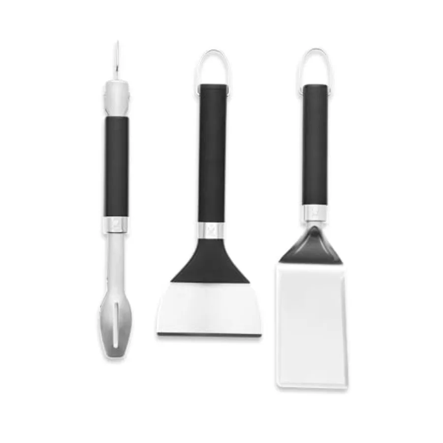 

Портативный набор инструментов для гриля: компактные щипцы, лопатка и скребок из нержавеющей стали для использования в дороге