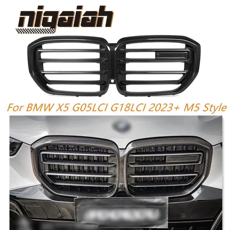 M5 Style Dry Carbon Fiber Front Bumper Kidney Grill For BMW X5 G05LCI G18LCI 2023-IN Car modification accessories