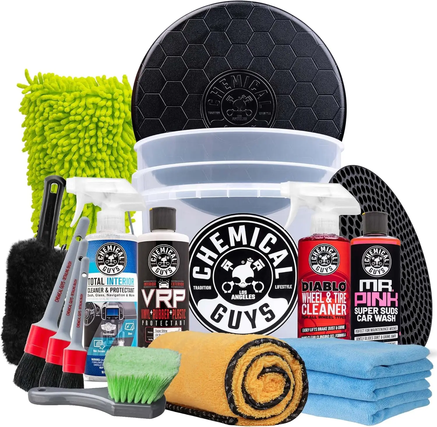 

Car Detailing Kit Car Cleaning Kit with Total Interior Cleaner Protectant Sprayable Wheel Cleaner Car Wash Soap Bucket Brushes