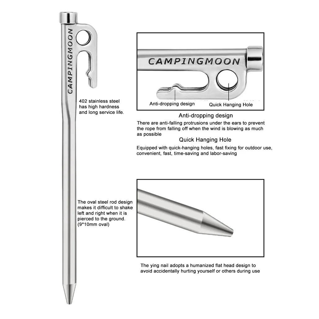 1pcs Reinforced stainless steel ground nail tent lengthened and thickened camp nail 420 steel forged camp nail