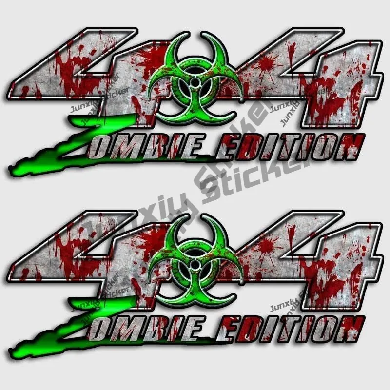 A Pair 4x4 Stickers 4x4 ZOMBIE EDITION Green Decal Blood BIOHAZARD Graphics Decal Accessories Outdoor Sticker Decorative PVC